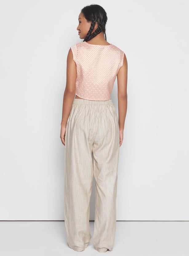 GLOBAL DESI Women Striped Straight Pants