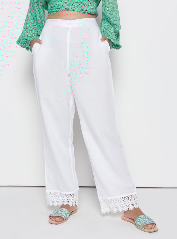 GLOBAL DESI Women Solid Straight Pants
