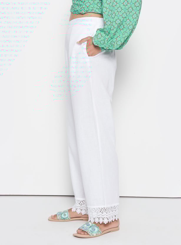 GLOBAL DESI Women Solid Straight Pants