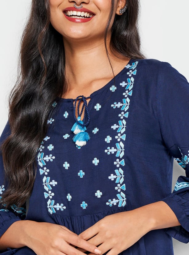 GLOBAL DESI Women Embroidered Tunic