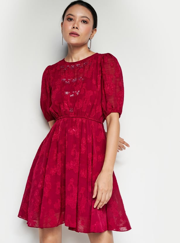 AND Women Lace Fit And Flare Dress