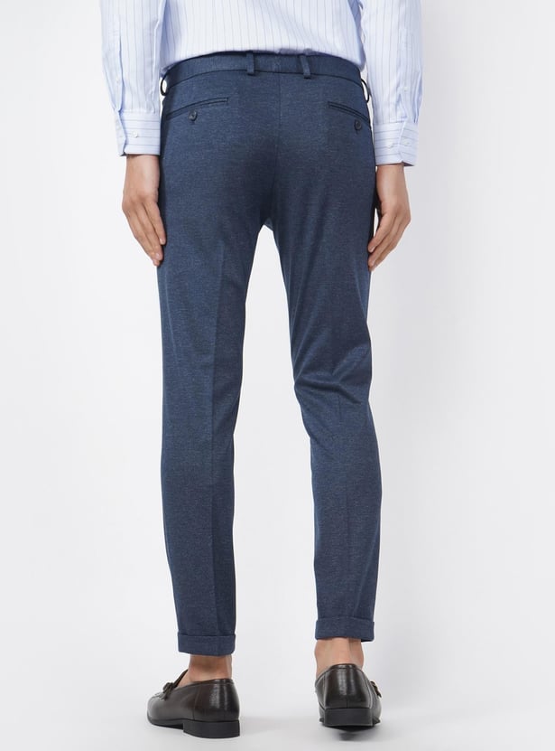 BLACKBERRYS Men Textured Super Slim Fit Formal Trousers
