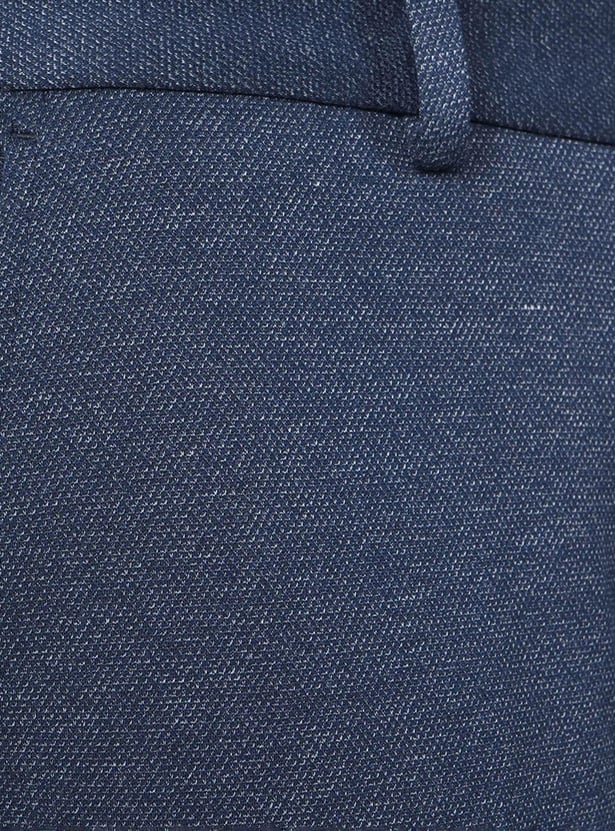BLACKBERRYS Men Textured Super Slim Fit Formal Trousers