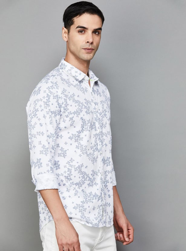 BEING HUMAN Men Floral Printed Slim Fit Shirt