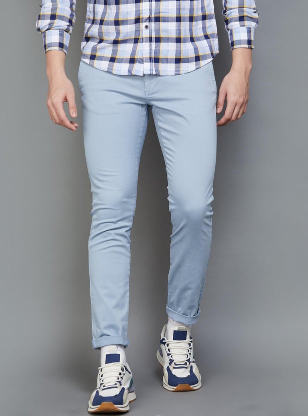 CELIO Men Solid Slim Tapered Casual Trousers