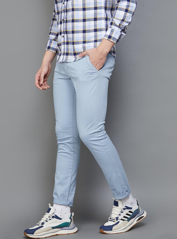 CELIO Men Solid Slim Tapered Casual Trousers