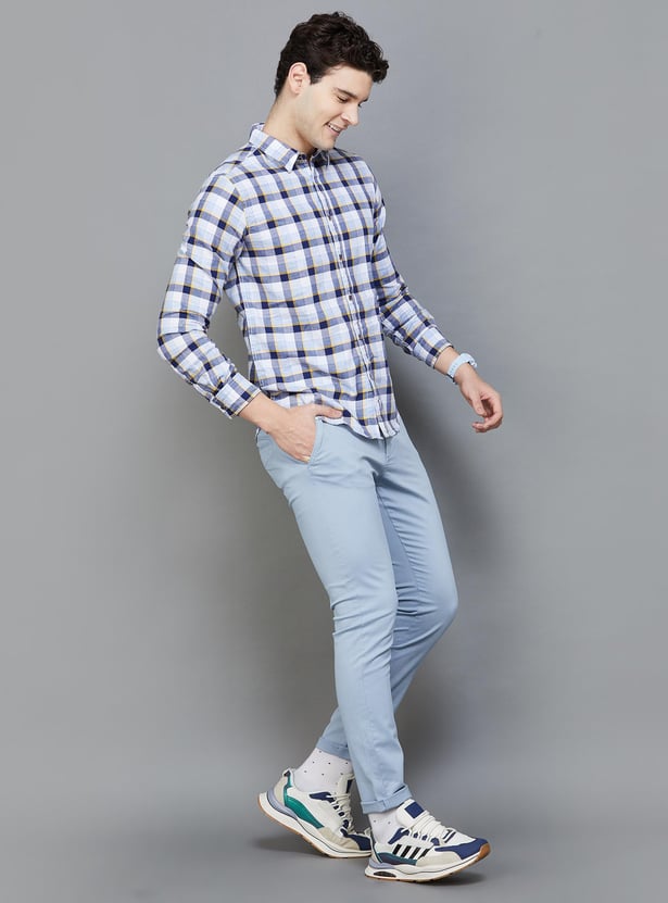CELIO Men Solid Slim Tapered Casual Trousers