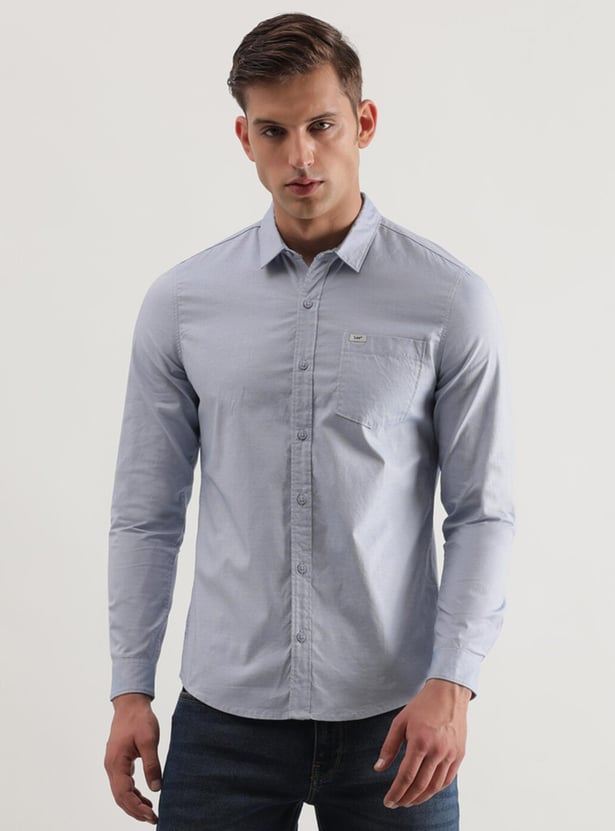 LEE Men Solid Slim Fit Casual Shirt