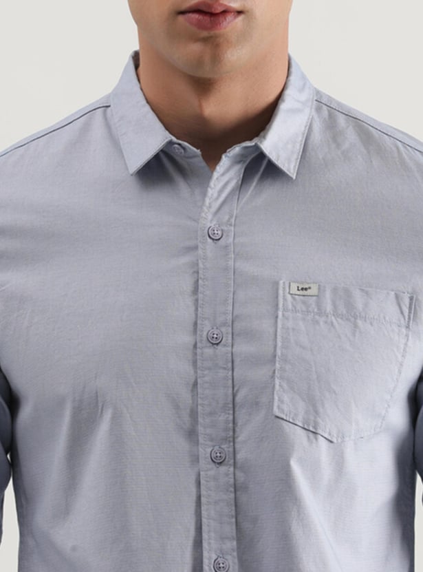 LEE Men Solid Slim Fit Casual Shirt