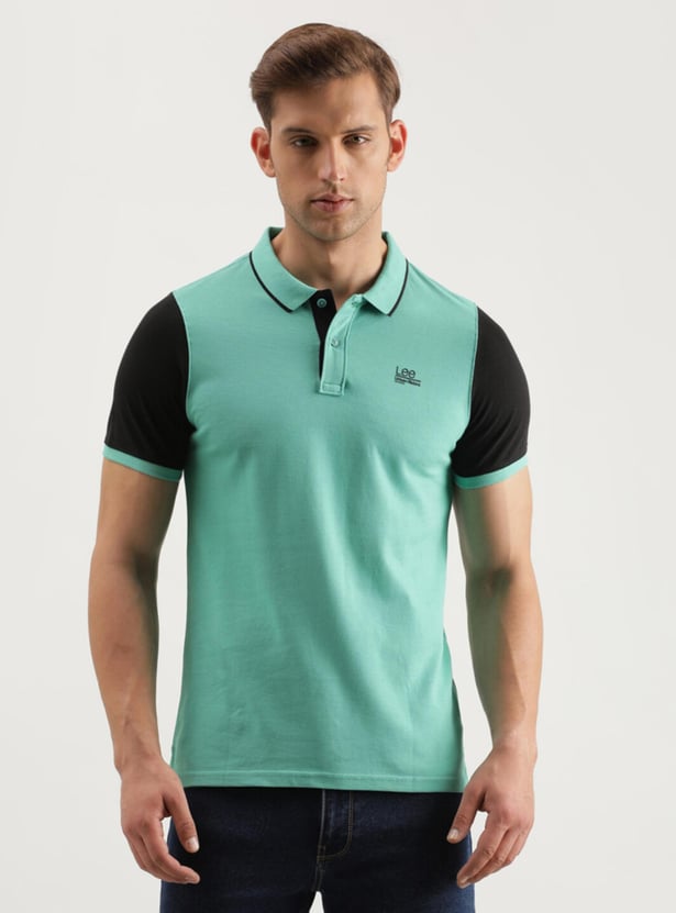 LEE Men Colourblocked Slim Fit Polo T-shirt