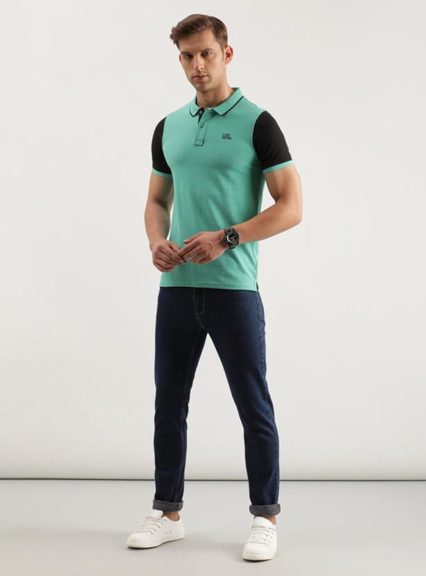 LEE Men Colourblocked Slim Fit Polo T-shirt