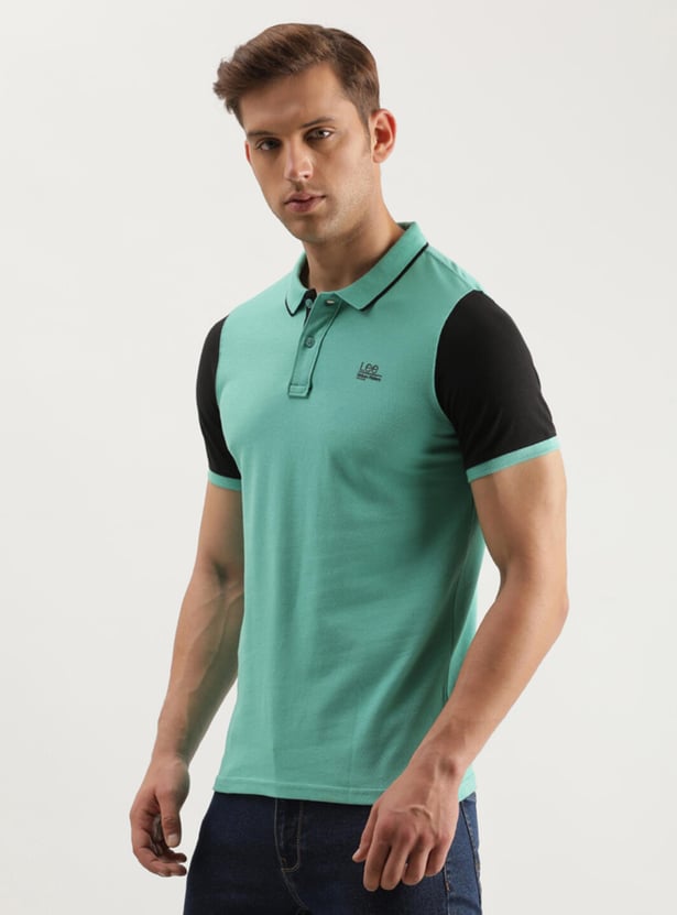 LEE Men Colourblocked Slim Fit Polo T-shirt