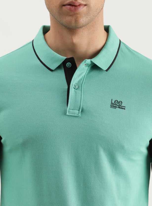 LEE Men Colourblocked Slim Fit Polo T-shirt