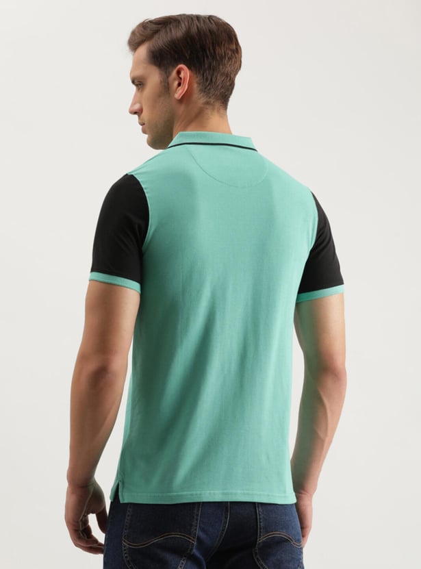 LEE Men Colourblocked Slim Fit Polo T-shirt
