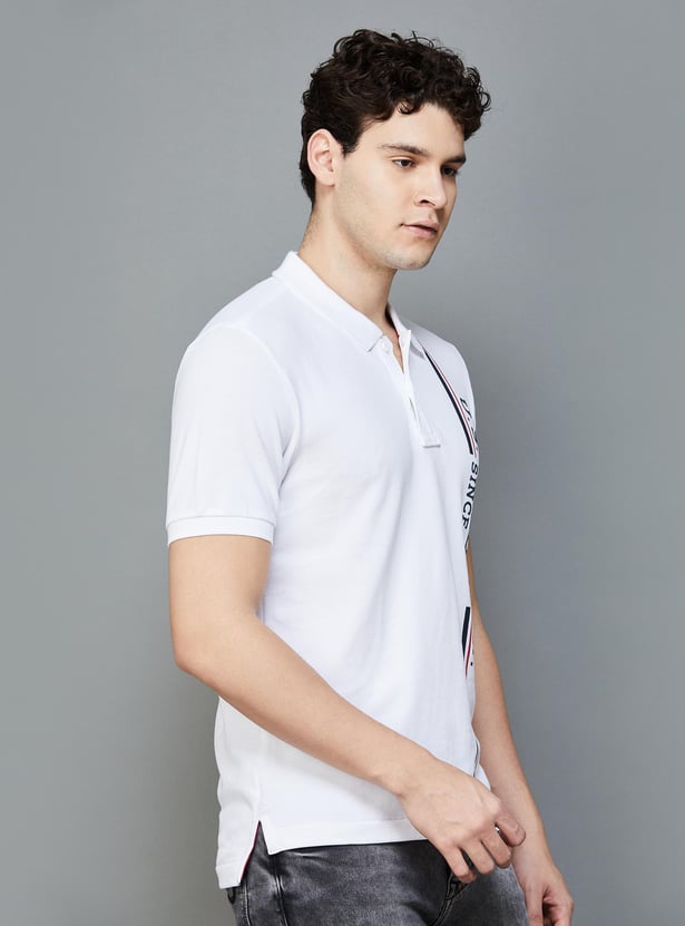 U.S.POLO ASSN. Men Printed Slim Fit Cotton Polo T-shirt