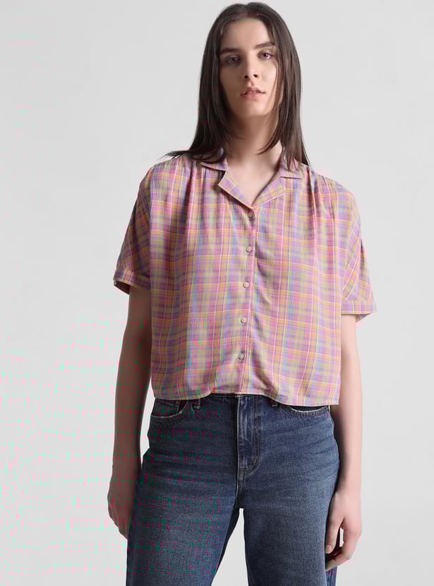 ONLY Women Checked Regular Fit Shirt