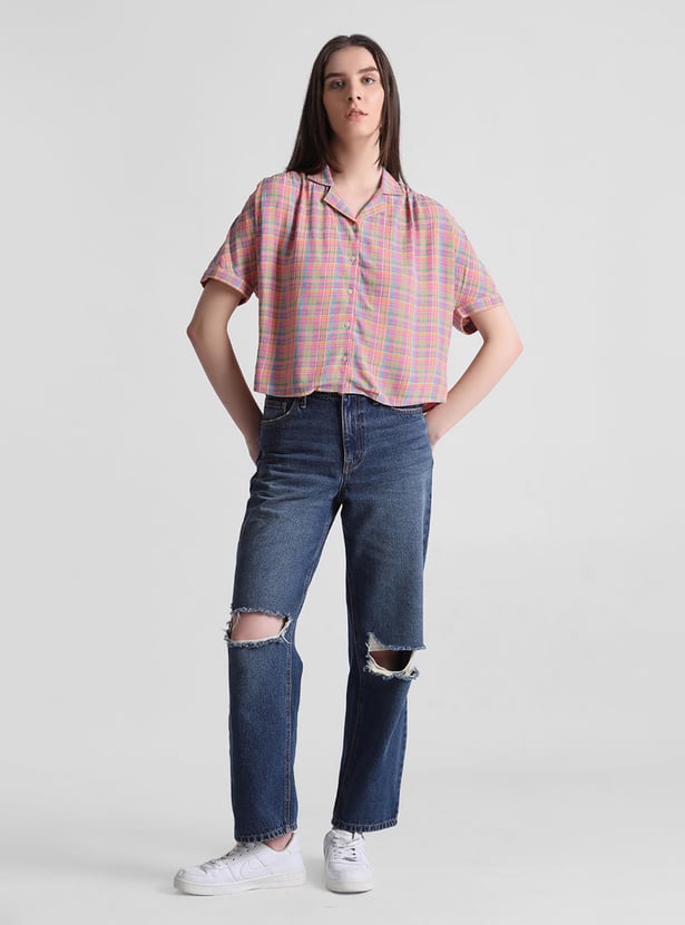ONLY Women Checked Regular Fit Shirt