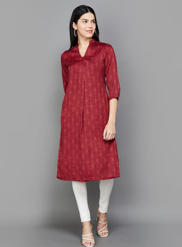 RANGRITI Women Woven Straight Kurta