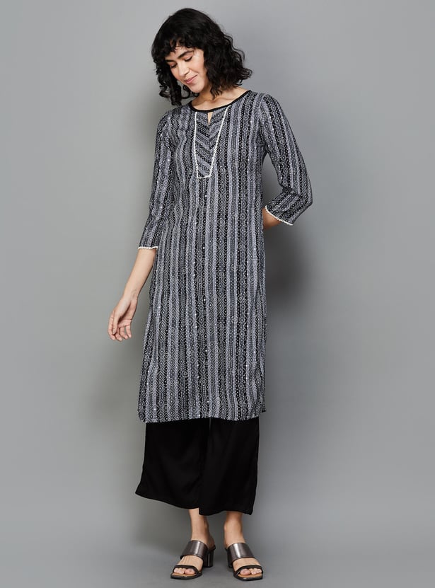 RANGRITI Women Striped Straight Kurta Set