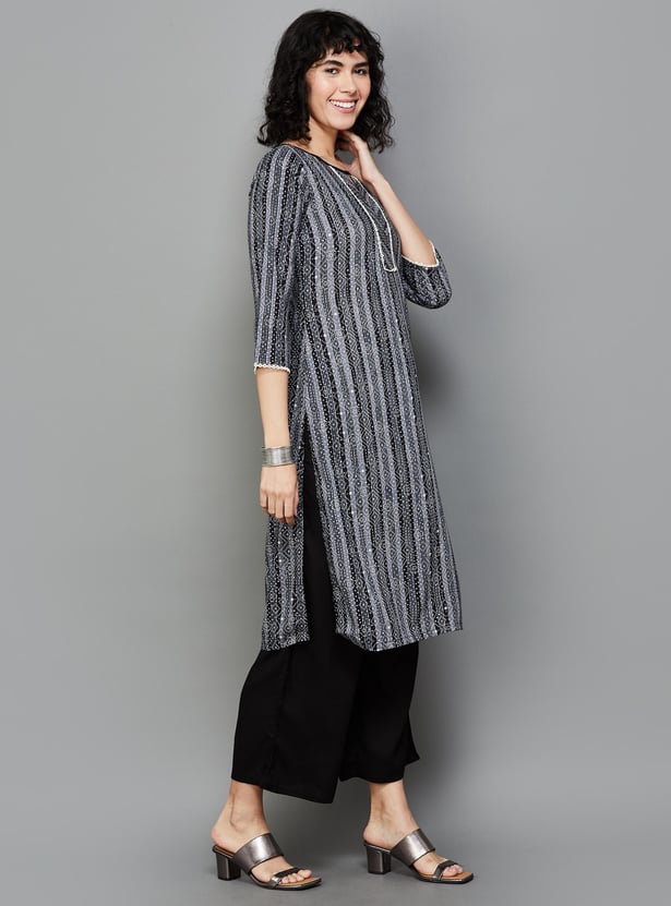 RANGRITI Women Striped Straight Kurta Set