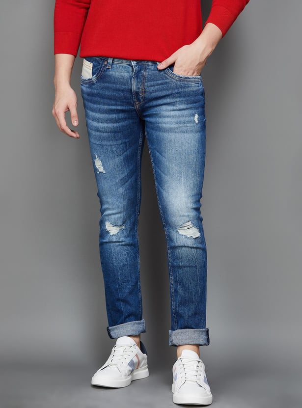 Buy SPYKAR Men Distressed Skinny Fit Jeans from Spykar at just INR