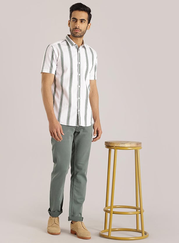 INDIAN TERRAIN Men Striped Super Slim Fit Casual Shirt