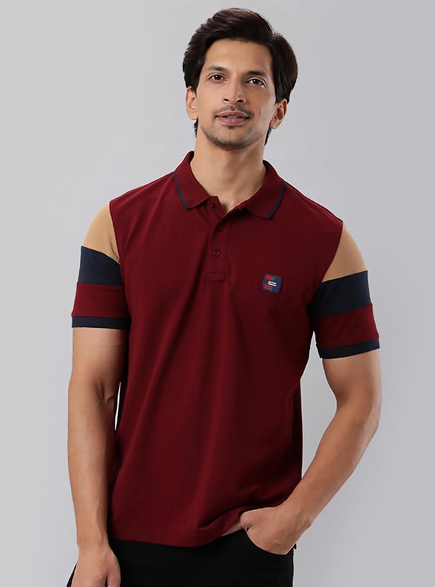 INDIAN TERRAIN Men Colourblock Regular Fit Polo T-shirt