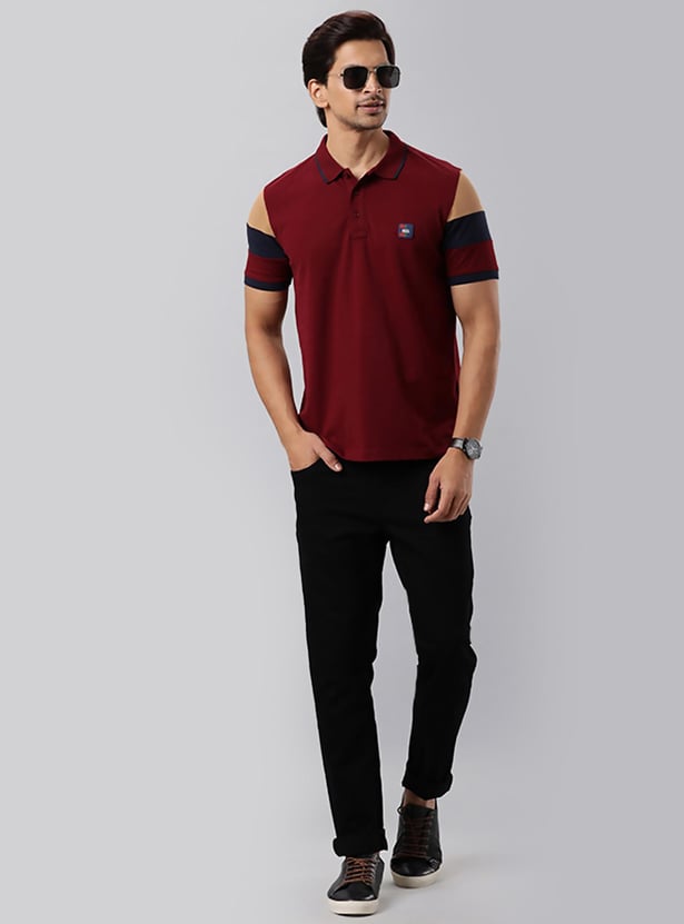 INDIAN TERRAIN Men Colourblock Regular Fit Polo T-shirt