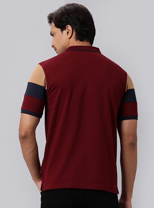 INDIAN TERRAIN Men Colourblock Regular Fit Polo T-shirt