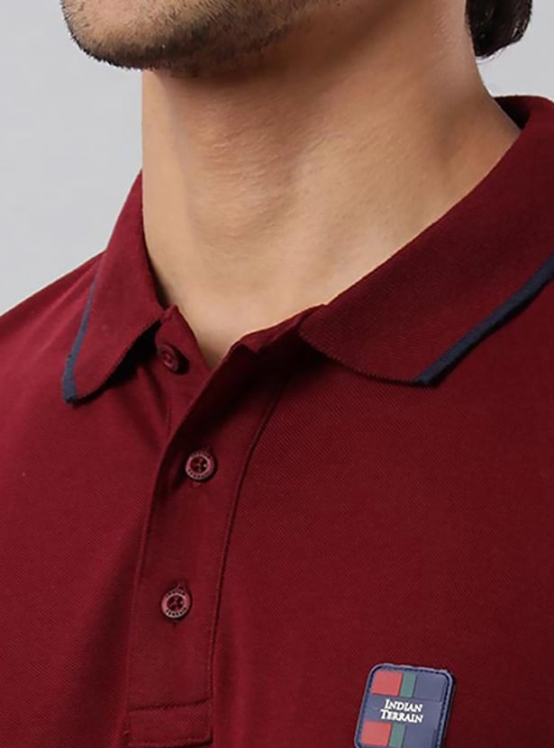 INDIAN TERRAIN Men Colourblock Regular Fit Polo T-shirt