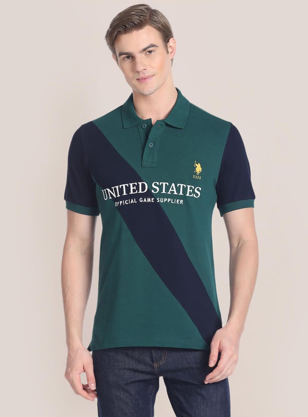 U.S. POLO ASSN. Men Colourblock Slim Fit Polo T-shirt