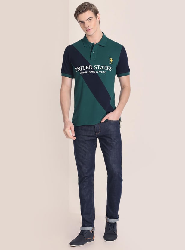 U.S. POLO ASSN. Men Colourblock Slim Fit Polo T-shirt