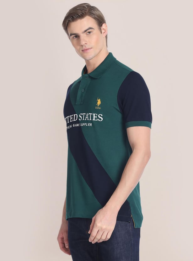U.S. POLO ASSN. Men Colourblock Slim Fit Polo T-shirt
