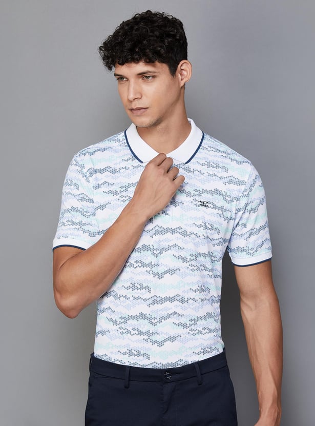 COLORPLUS Men Printed Regular Fit Polo T-shirt