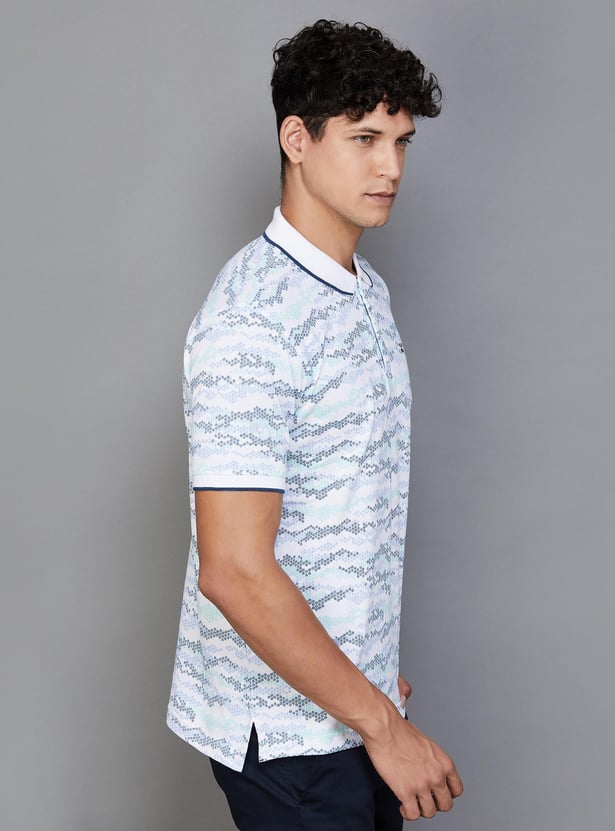 COLORPLUS Men Printed Regular Fit Polo T-shirt