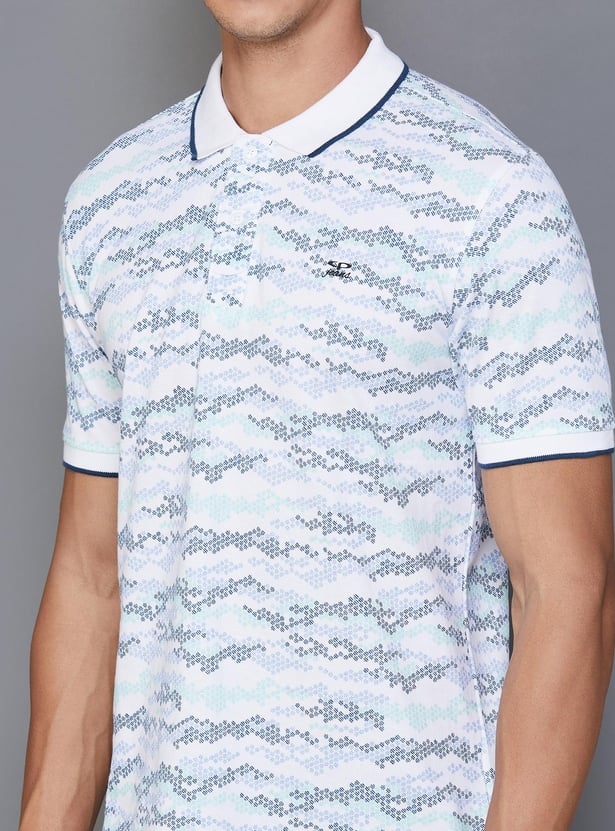 COLORPLUS Men Printed Regular Fit Polo T-shirt
