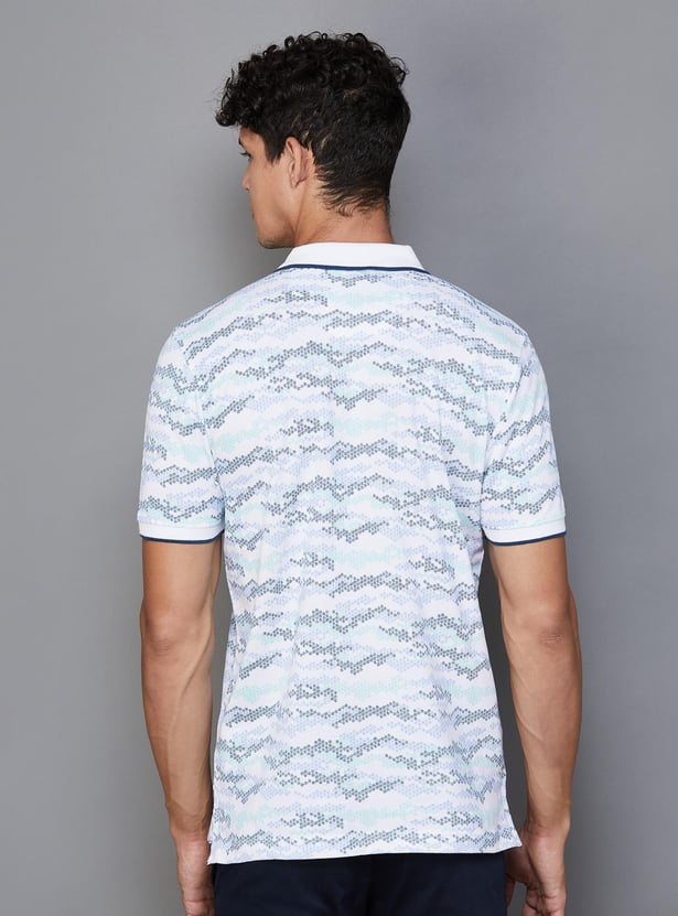 COLORPLUS Men Printed Regular Fit Polo T-shirt