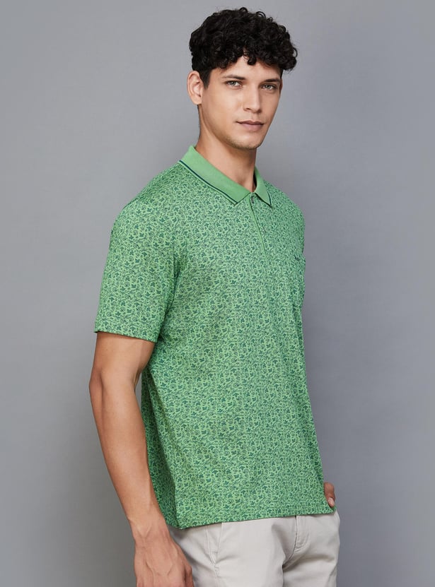 COLORPLUS Men Printed Regular Fit Polo T-shirt