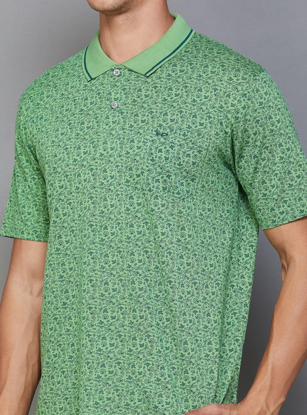 COLORPLUS Men Printed Regular Fit Polo T-shirt