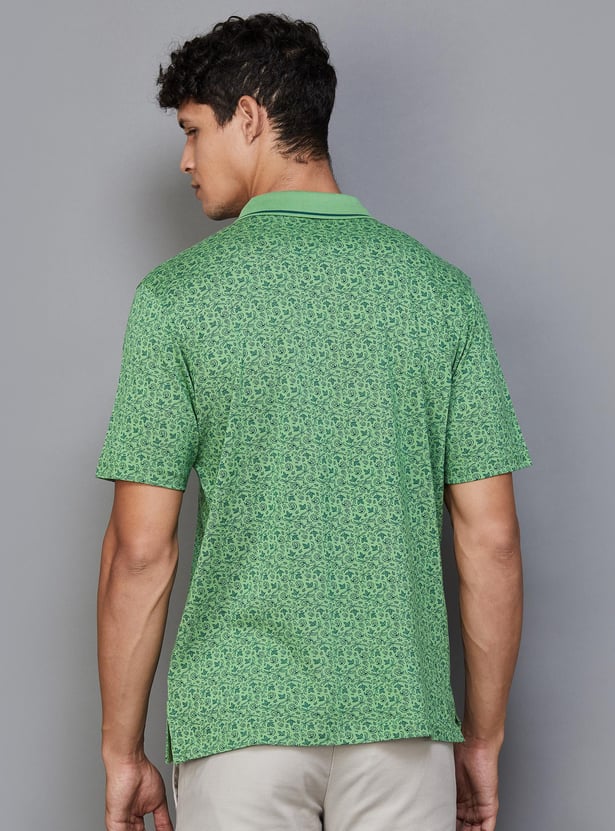 COLORPLUS Men Printed Regular Fit Polo T-shirt