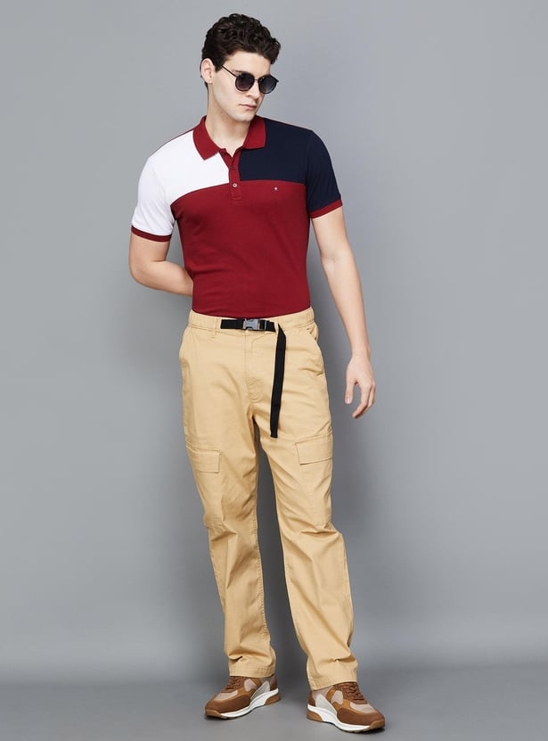 CELIO Men Colourblocked Regular Fit Polo T-shirt