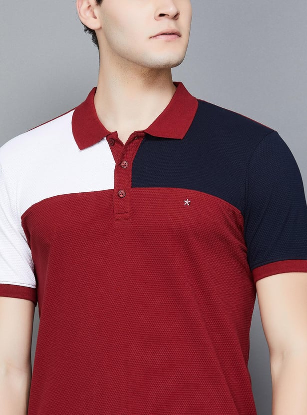 CELIO Men Colourblocked Regular Fit Polo T-shirt