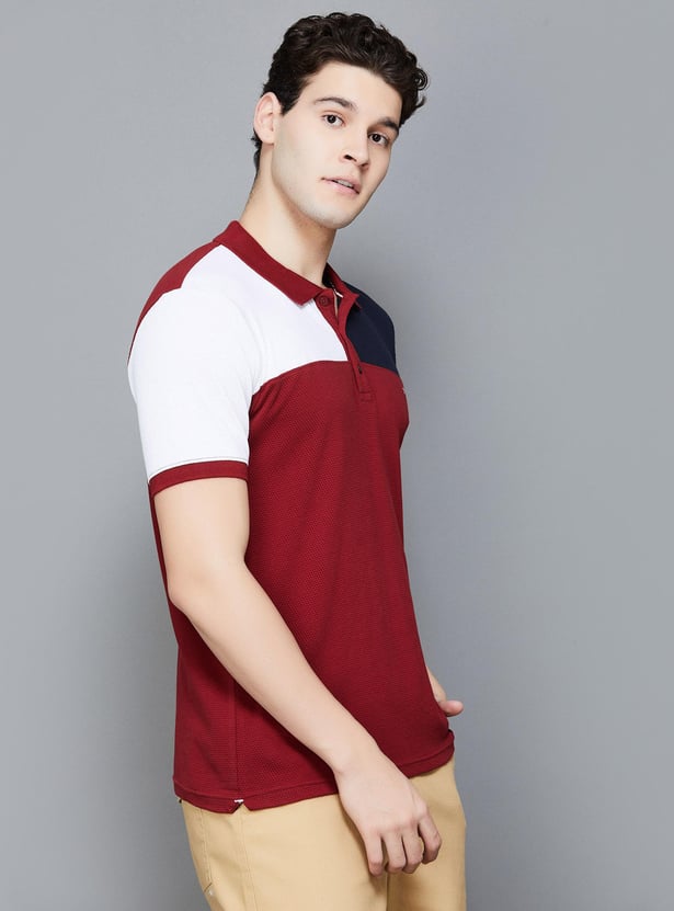 CELIO Men Colourblocked Regular Fit Polo T-shirt