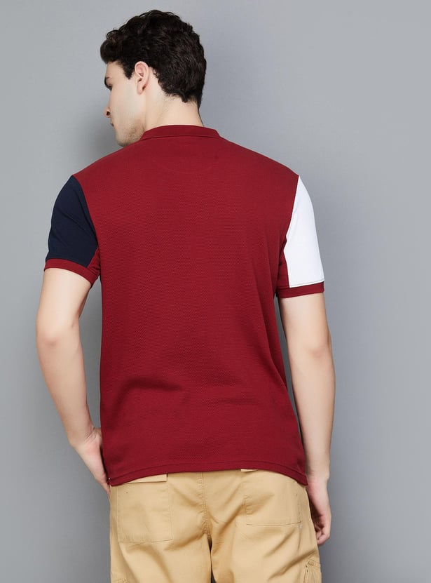 CELIO Men Colourblocked Regular Fit Polo T-shirt
