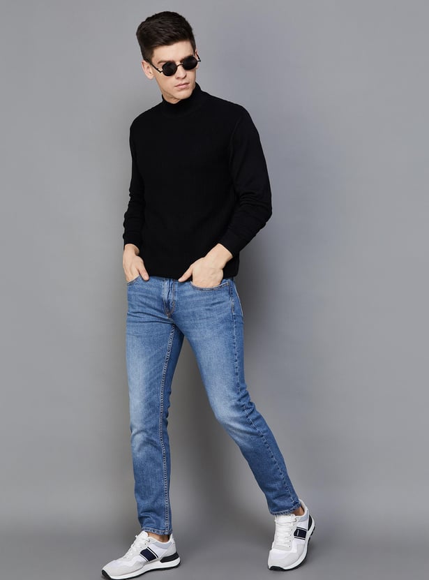 Black High Neck With Jeans Buy T-BASE Men Ribbed High Neck Sweater