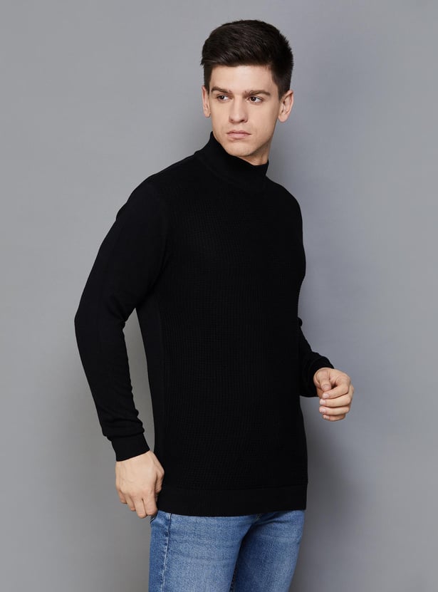 Buy T BASE Men Ribbed High Neck Sweater from T Base at just INR 2199.0