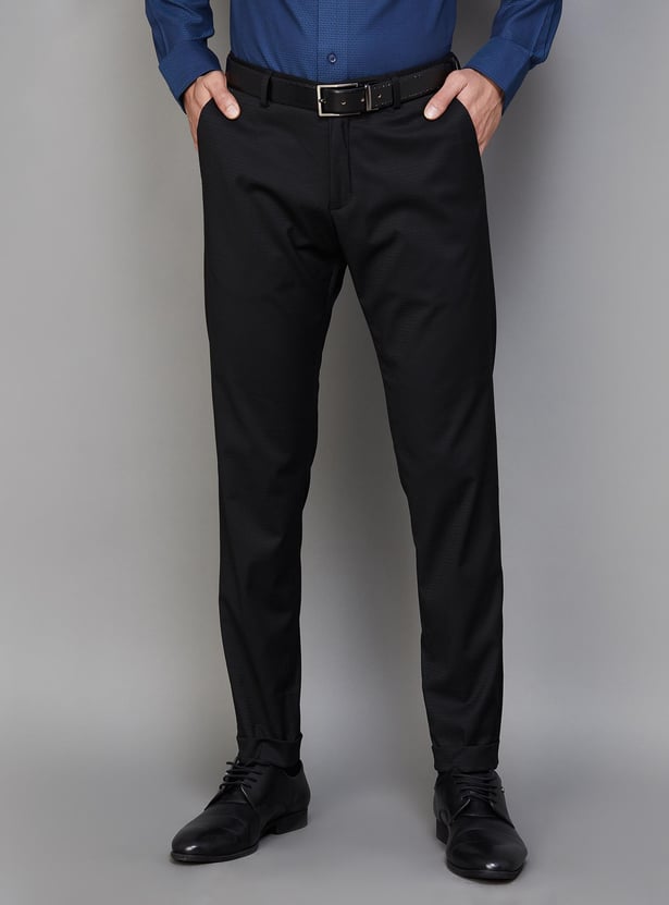 BLACKBERRYS Men Striped Super Slim Fit Formal Trousers