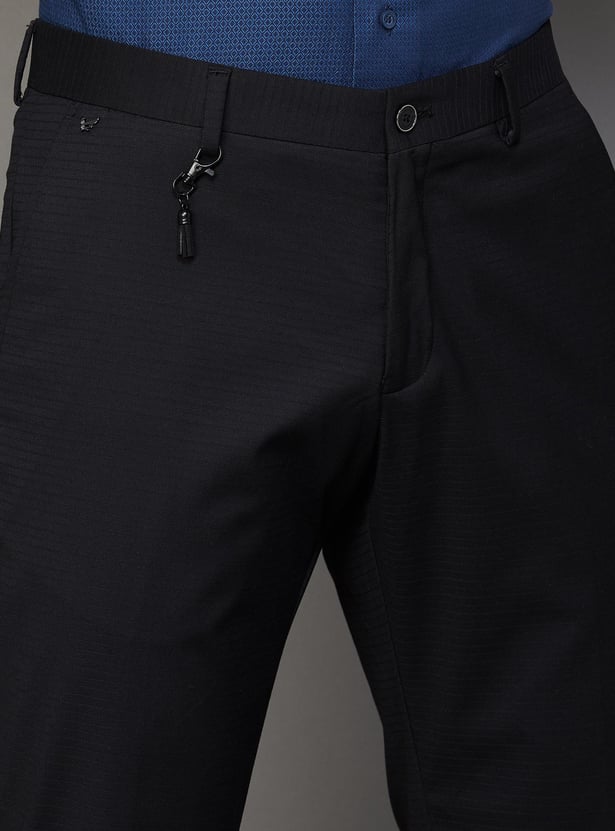 BLACKBERRYS Men Striped Super Slim Fit Formal Trousers