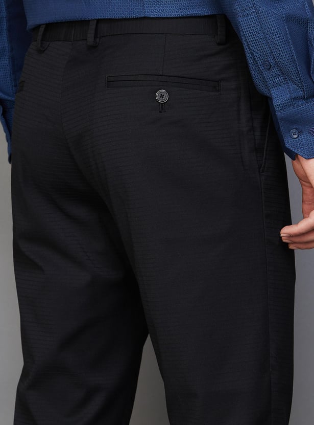 BLACKBERRYS Men Striped Super Slim Fit Formal Trousers