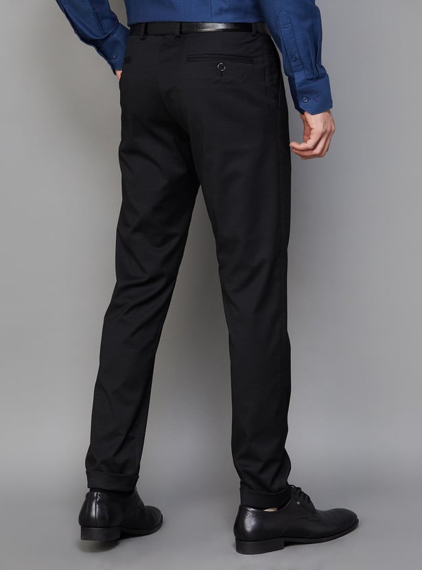 BLACKBERRYS Men Striped Super Slim Fit Formal Trousers